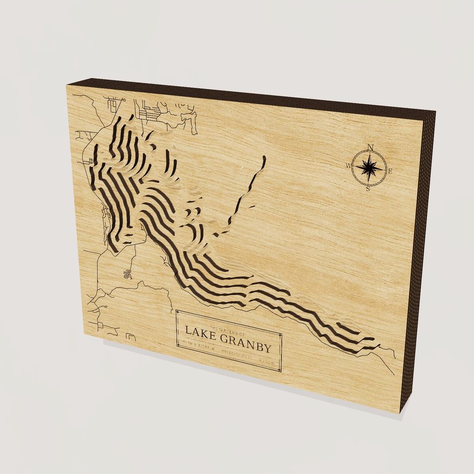 Lake Granby 3D wood map, hero view