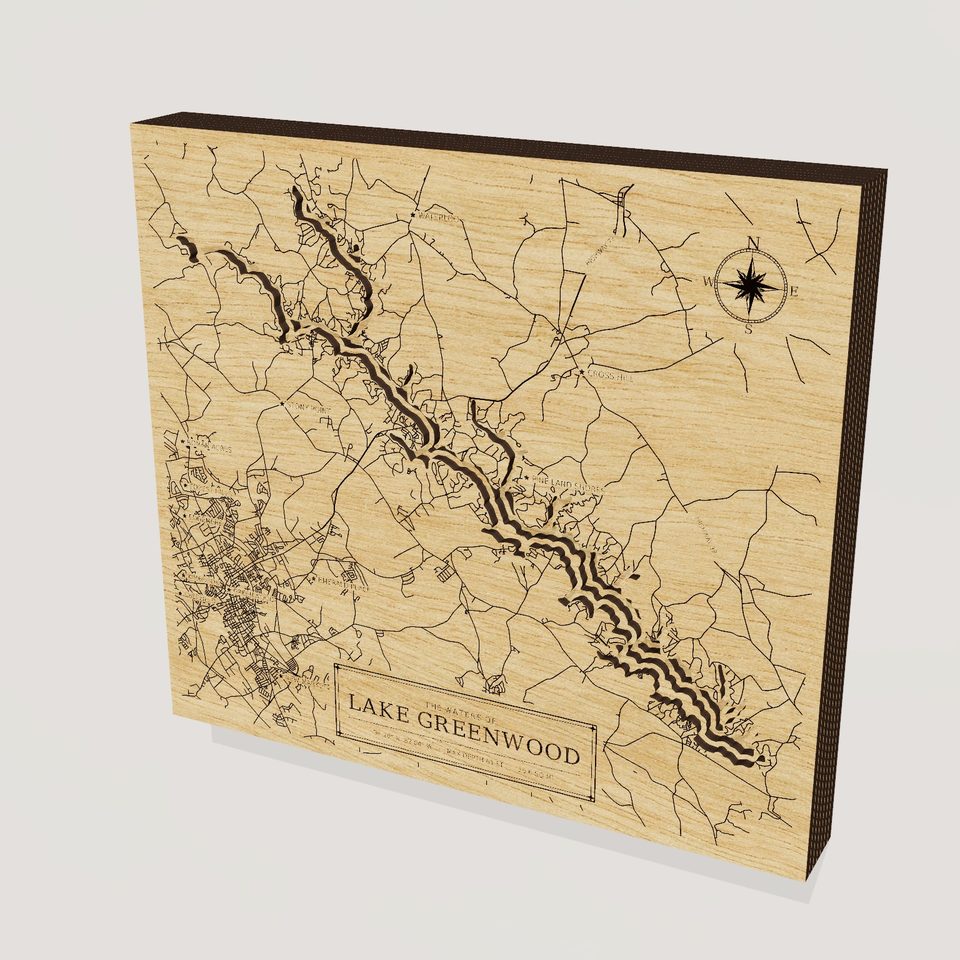 Lake Greenwood 3D wood map, hero view