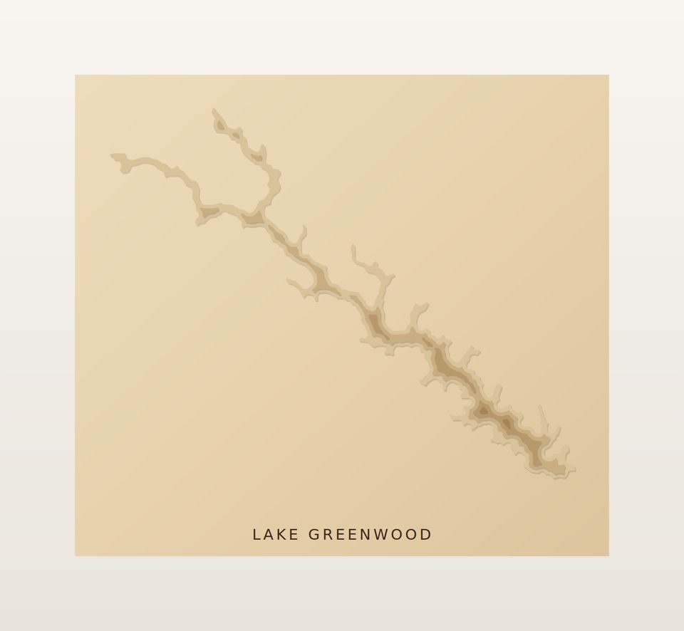 Lake Greenwood 3D wood map, preview view