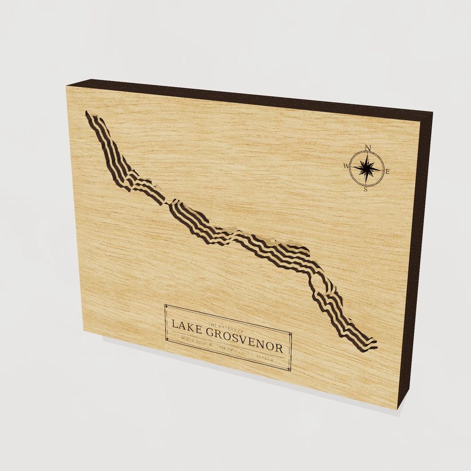 Lake Grosvenor 3D wood map, hero view