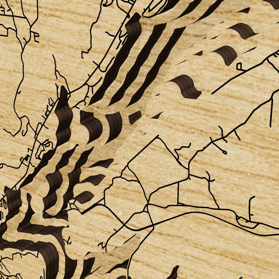 Lake Guntersville 3D wood map, detail view