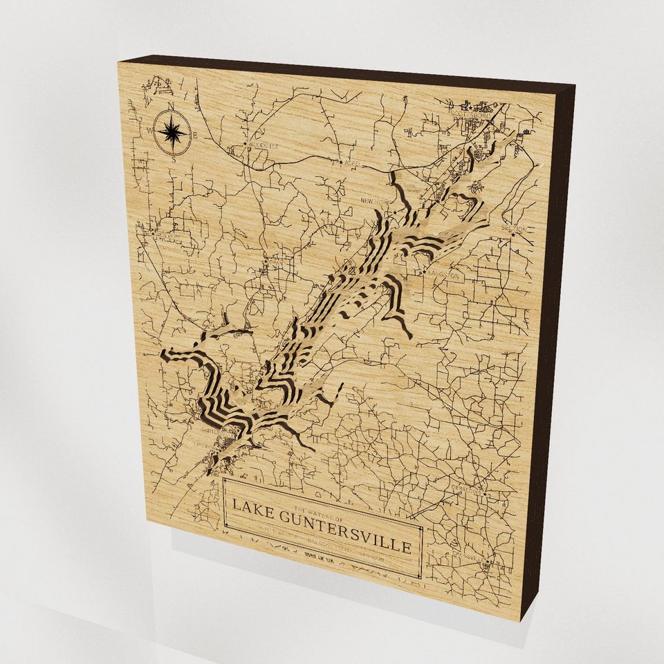 Lake Guntersville 3D wood map, hero view