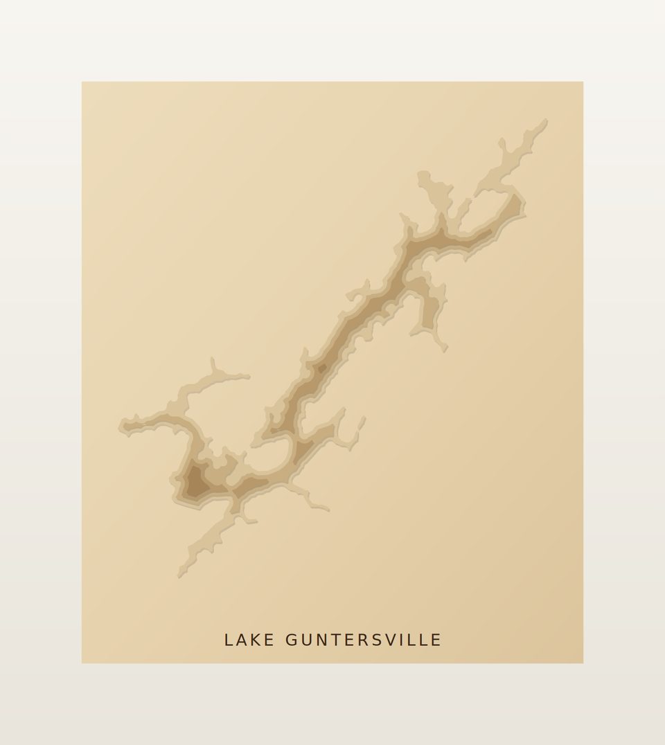 Lake Guntersville 3D wood map, preview view