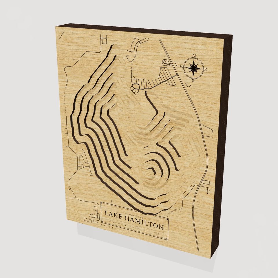 Lake Hamilton 3D wood map, hero view