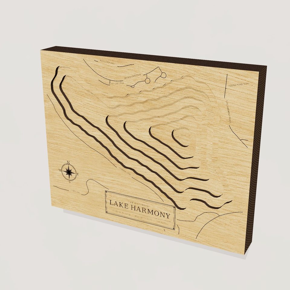 Lake Harmony 3D wood map, hero view