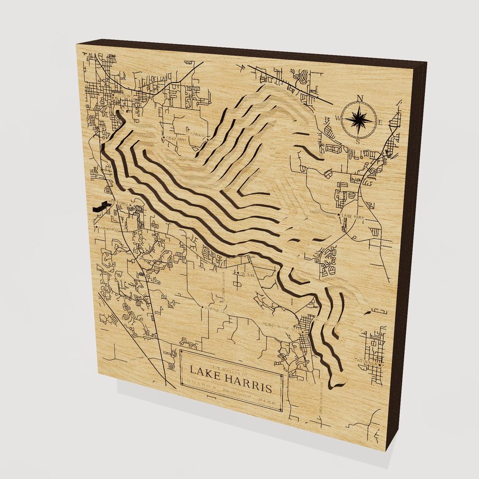 Lake Harris 3D wood map, hero view