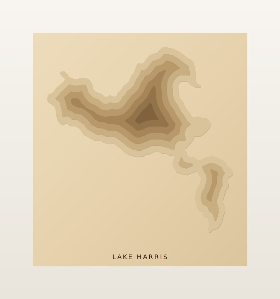 Lake Harris 3D wood map, preview view