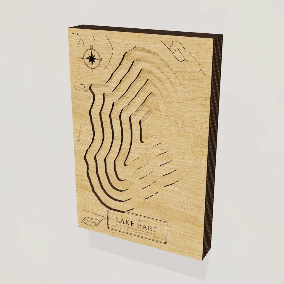 Lake Hart 3D wood map, hero view