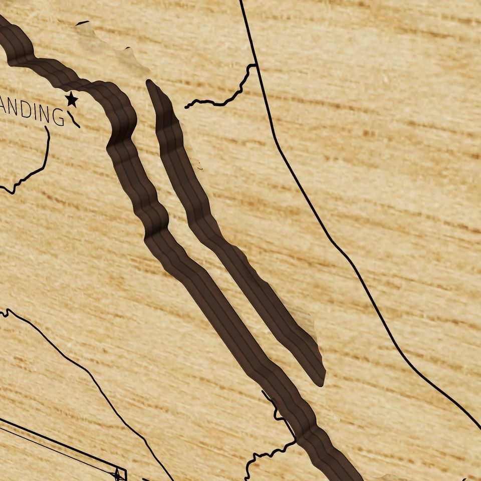 Lake Havasu 3D wood map, detail view