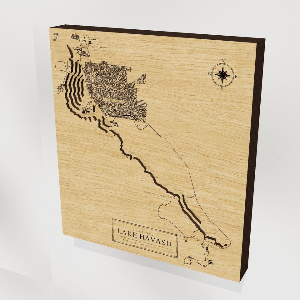 Lake Havasu 3D wood map, hero view