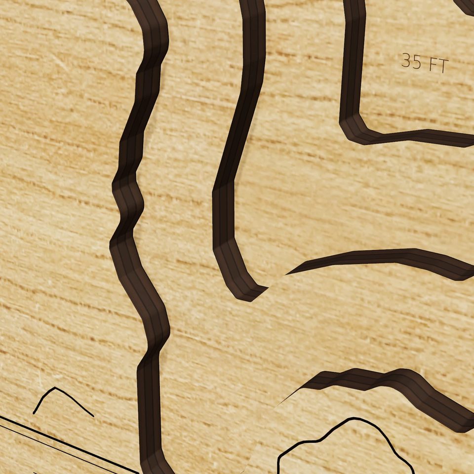 Lake Hefner 3D wood map, detail view