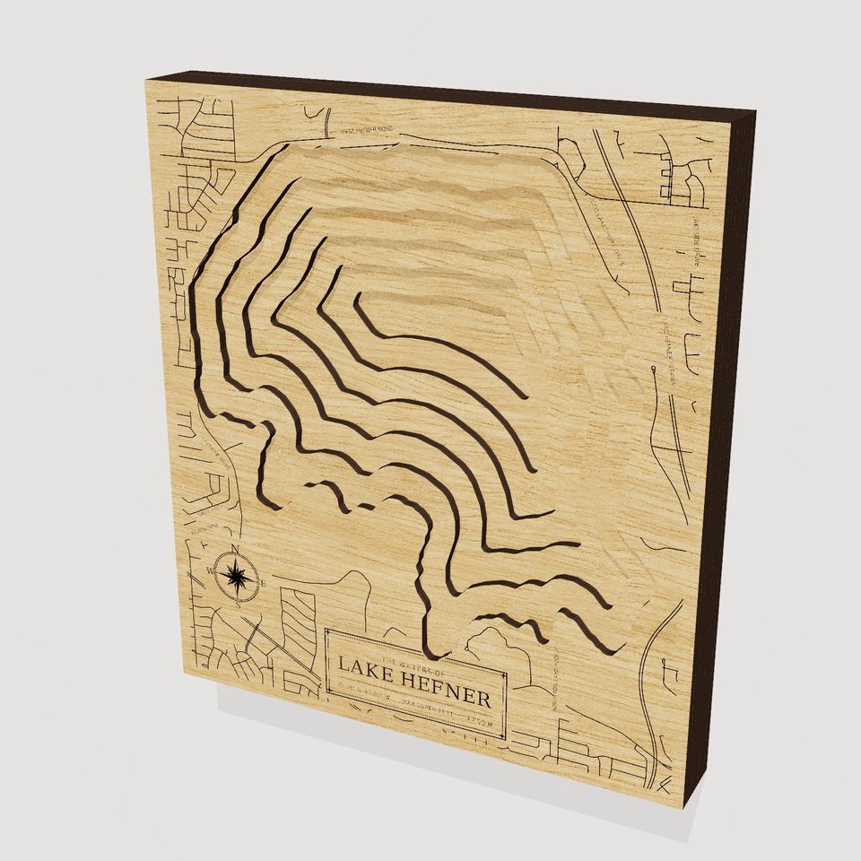 Lake Hefner 3D wood map, hero view