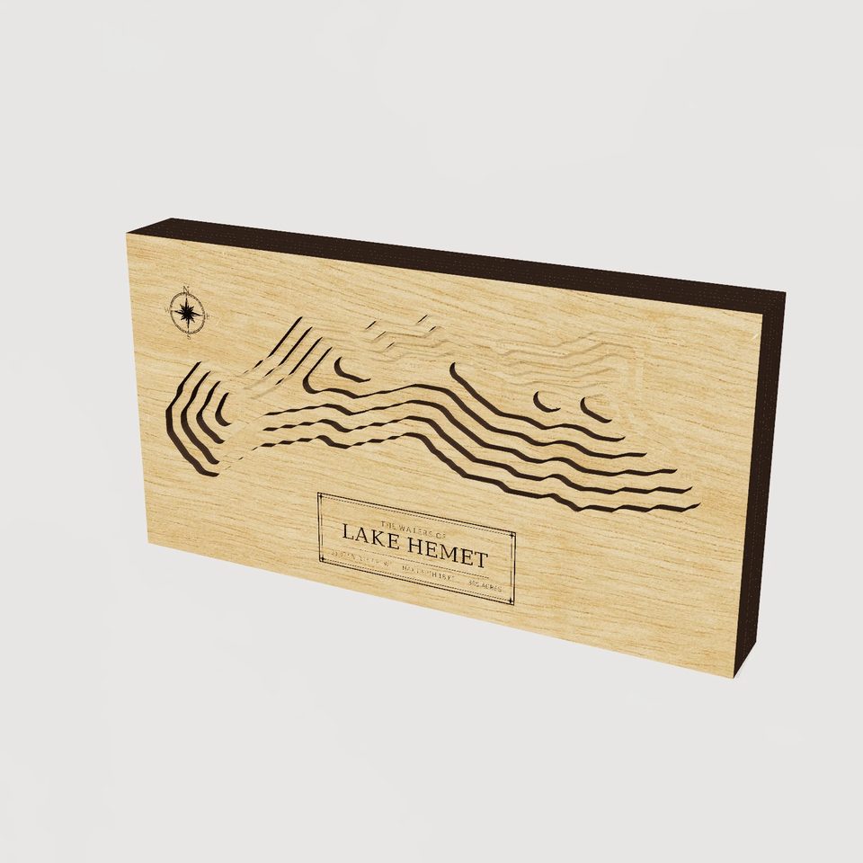 Lake Hemet 3D wood map, hero view