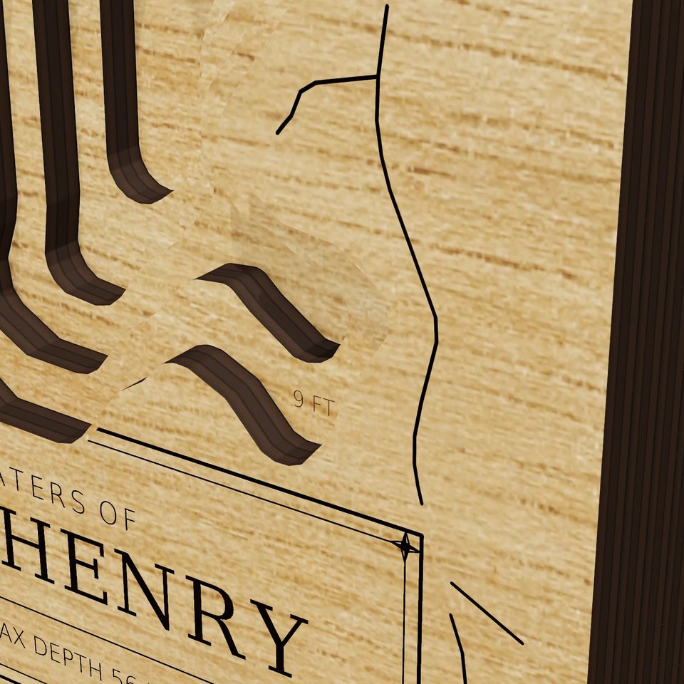 Lake Henry 3D wood map, detail view