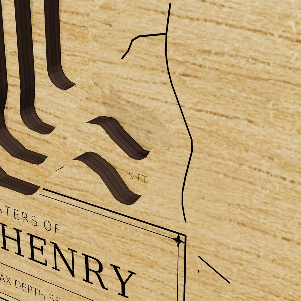 Lake Henry 3D wood map, detail view