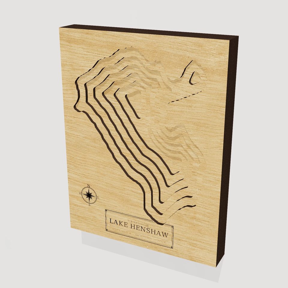 Lake Henshaw 3D wood map, hero view