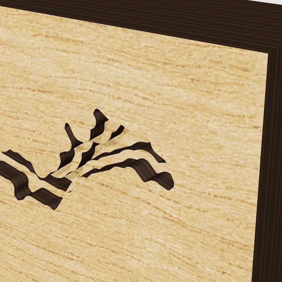 Lake Hickory 3D wood map, detail view