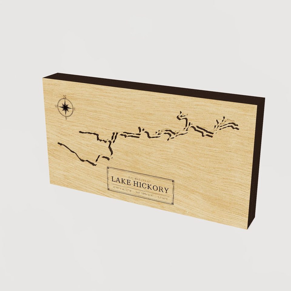 Lake Hickory 3D wood map, hero view
