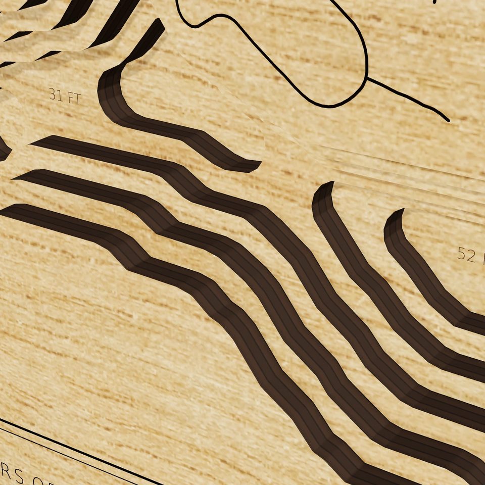 Lake Holiday 3D wood map, detail view