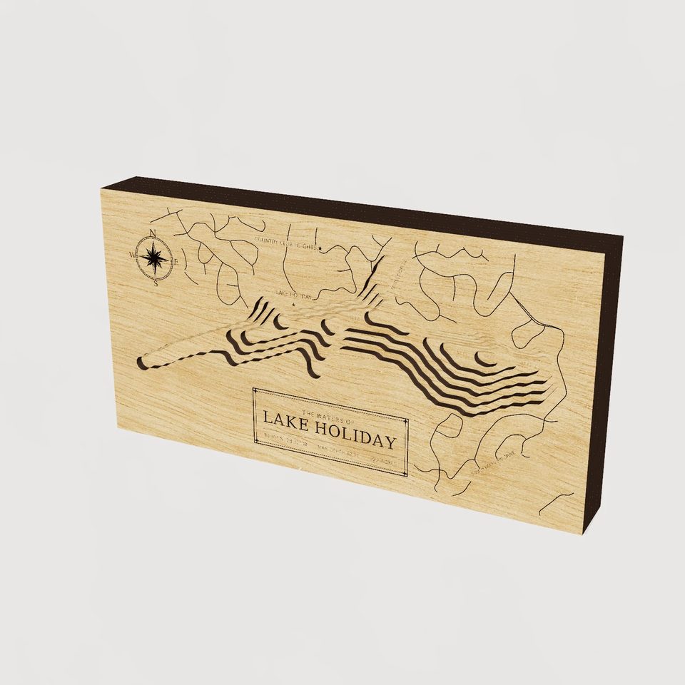 Lake Holiday 3D wood map, hero view