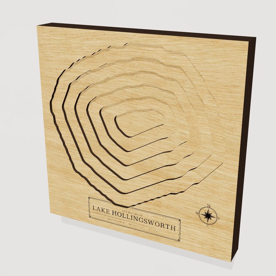 Lake Hollingsworth 3D wood map, hero view