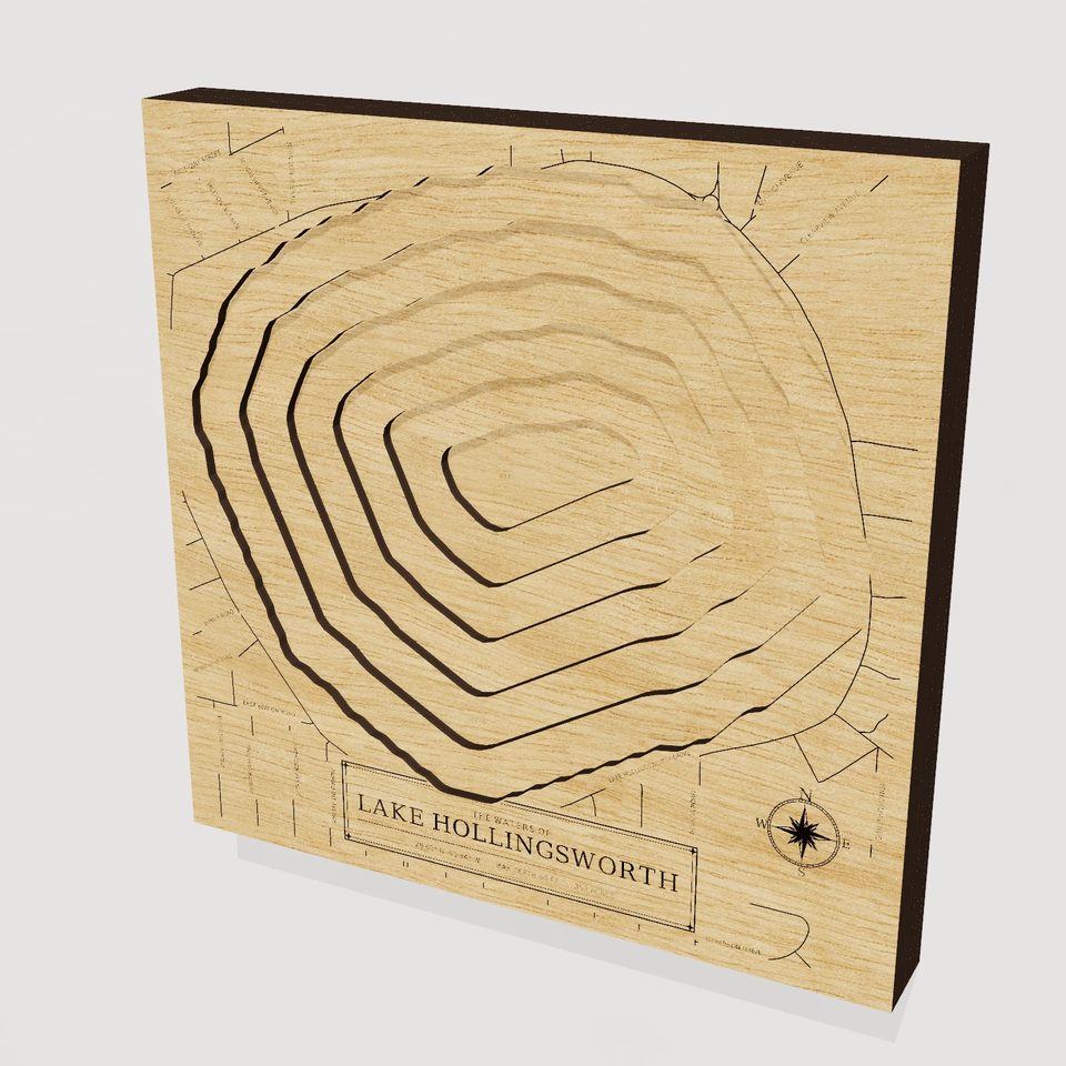 Lake Hollingsworth 3D wood map, hero view