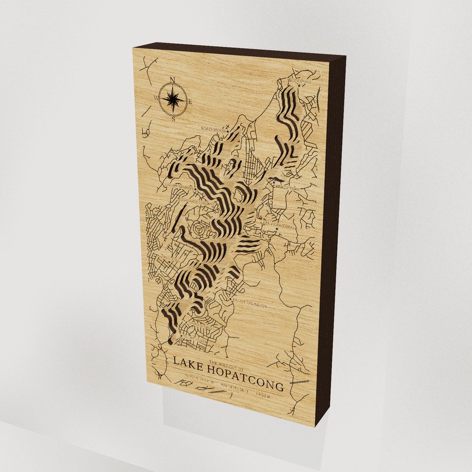 Lake Hopatcong 3D wood map, hero view