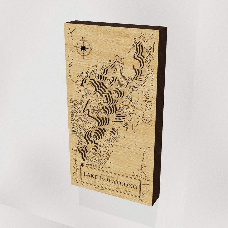 Lake Hopatcong 3D wood map, hero view