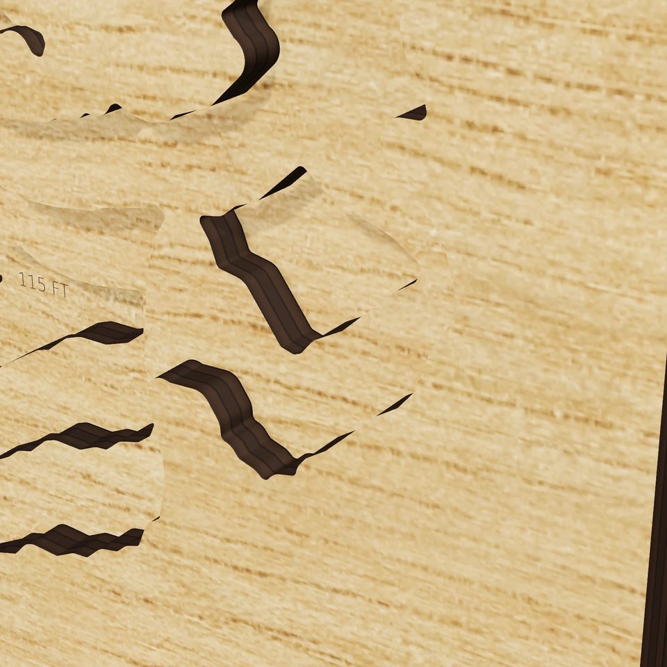 Lake Imuruk Basin 3D wood map, detail view