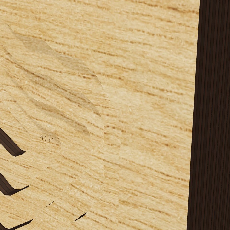 Lake Independence 3D wood map, detail view