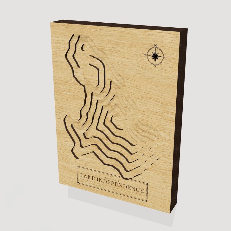 Lake Independence 3D wood map, hero view