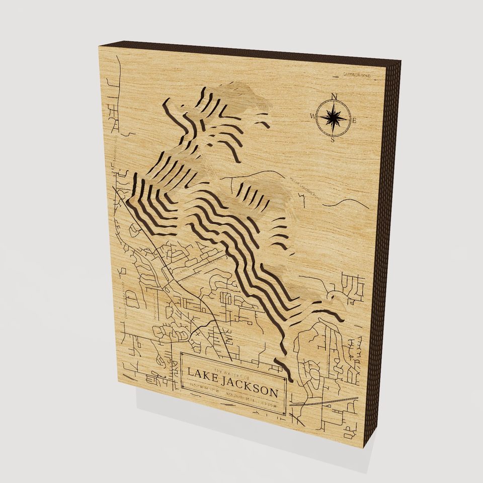 Lake Jackson 3D wood map, hero view