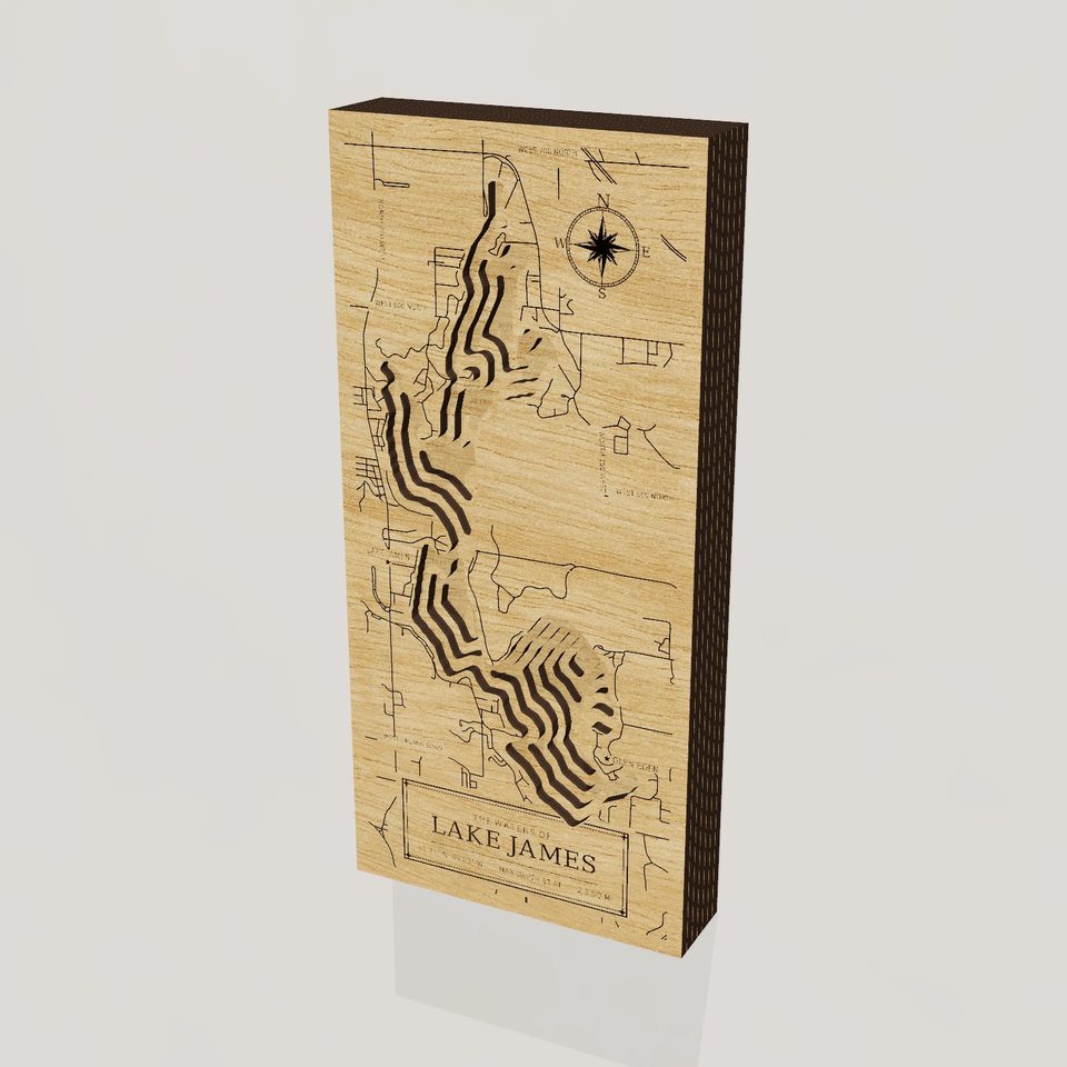Lake James 3D wood map, hero view