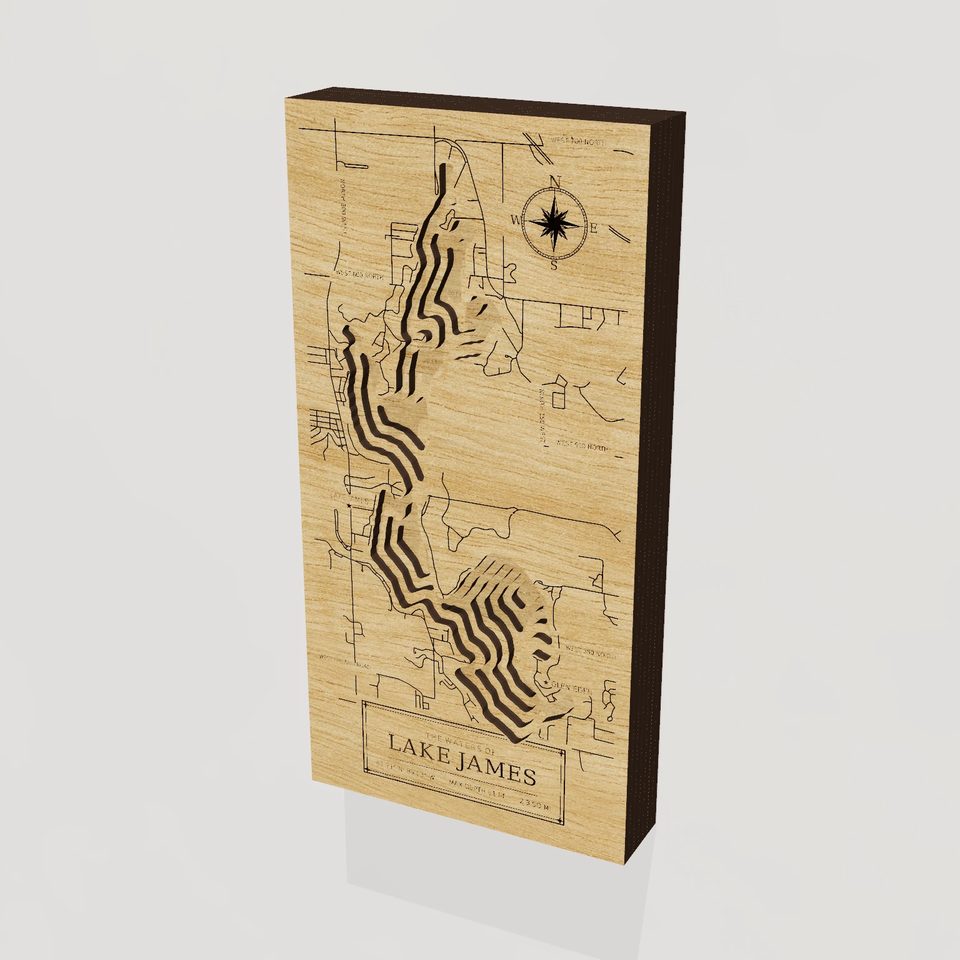 Lake James 3D wood map, hero view
