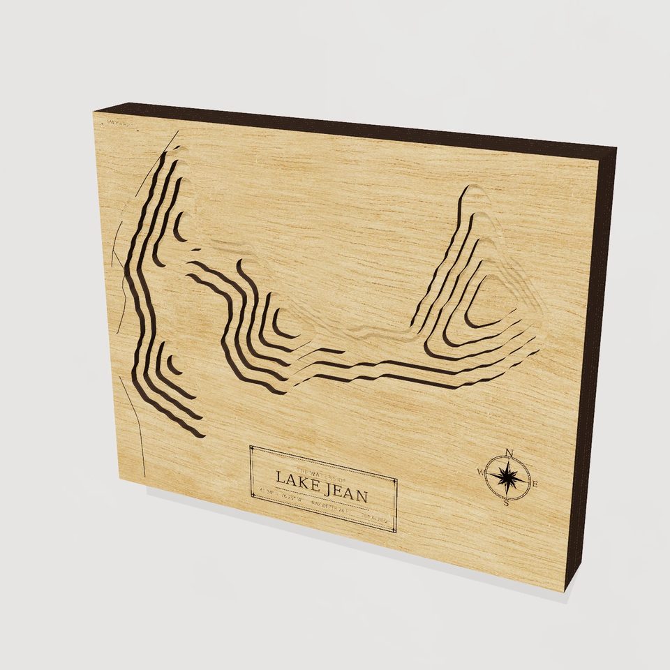 Lake Jean 3D wood map, hero view