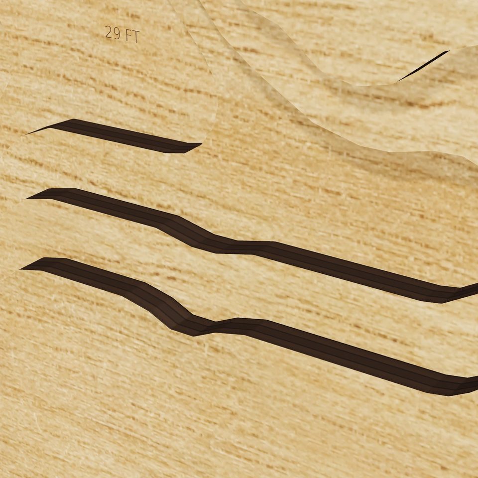 Lake Jennings 3D wood map, detail view