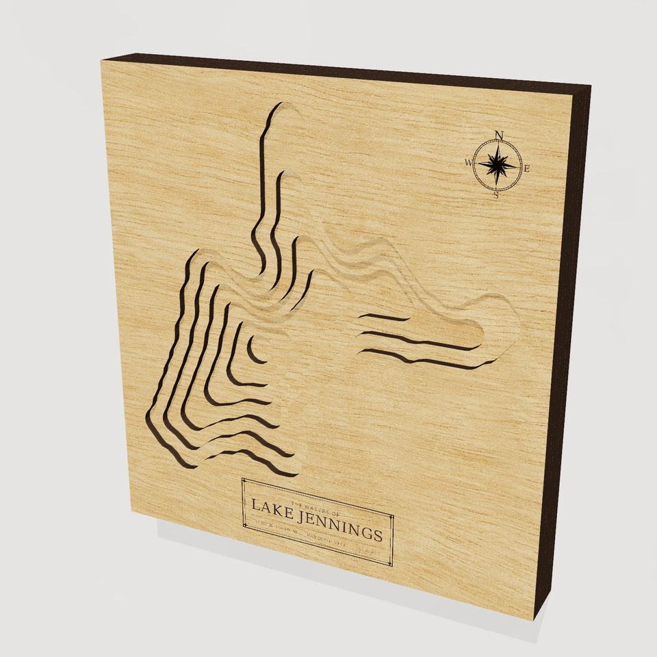 Lake Jennings 3D wood map, hero view