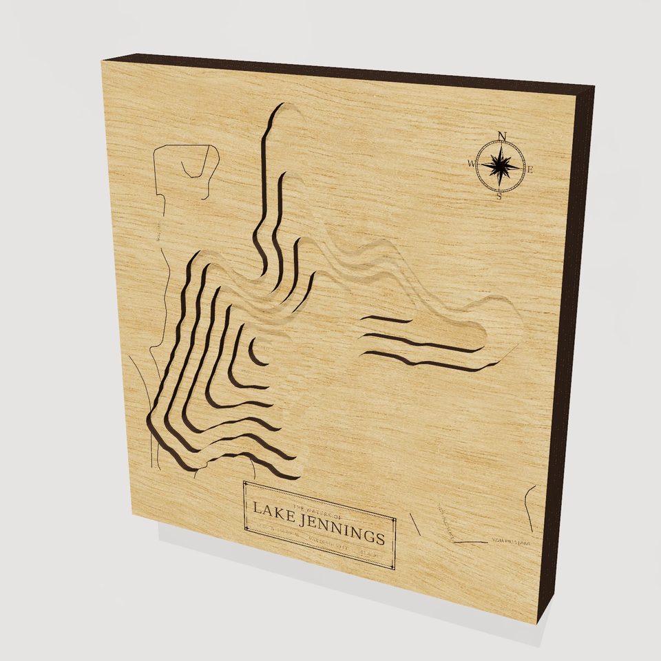Lake Jennings 3D wood map, hero view