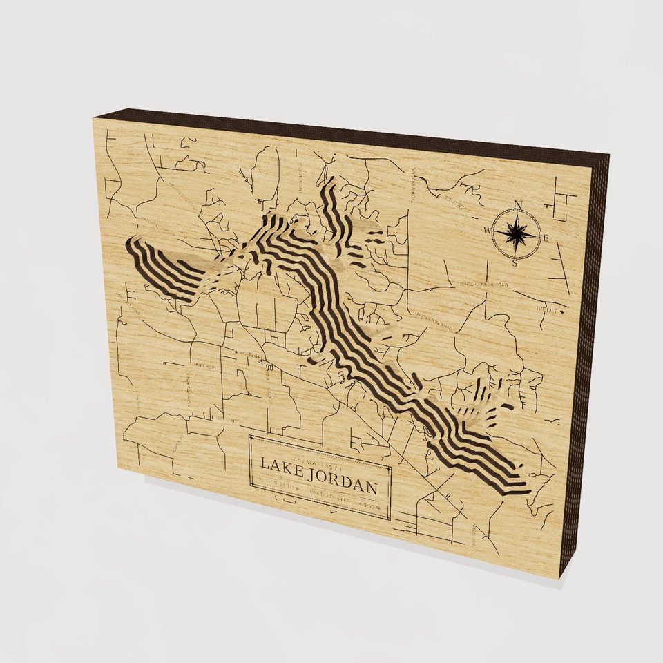 Lake Jordan 3D wood map, hero view