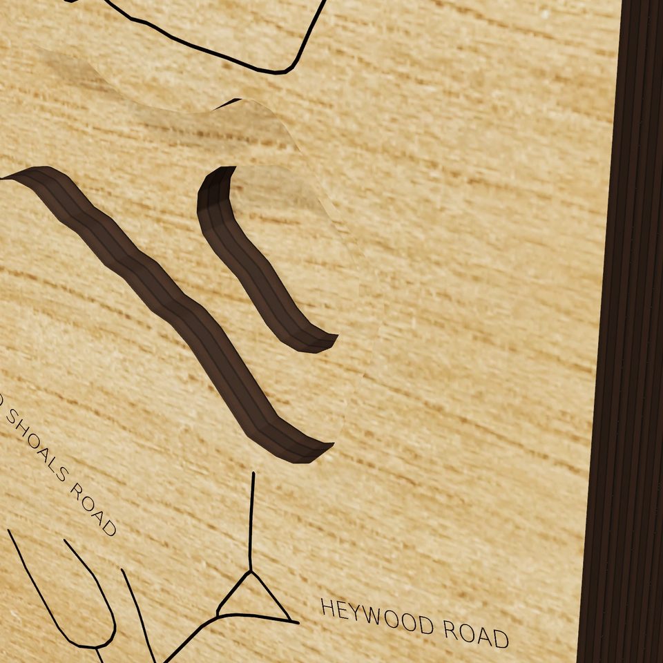 Lake Julian 3D wood map, detail view