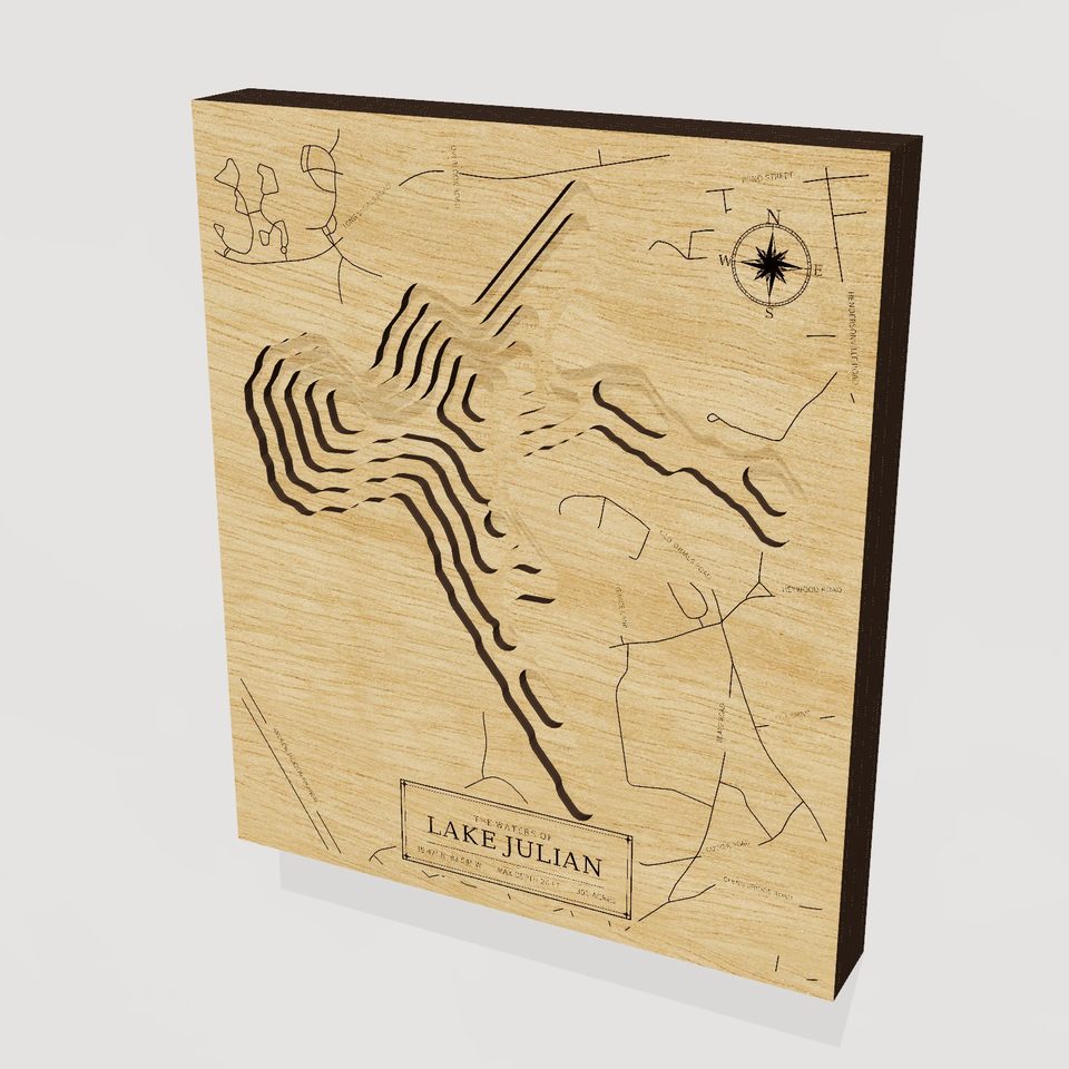 Lake Julian 3D wood map, hero view