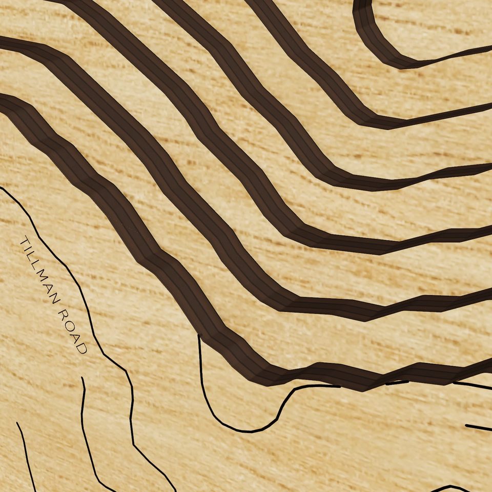 Lake Junaluska 3D wood map, detail view