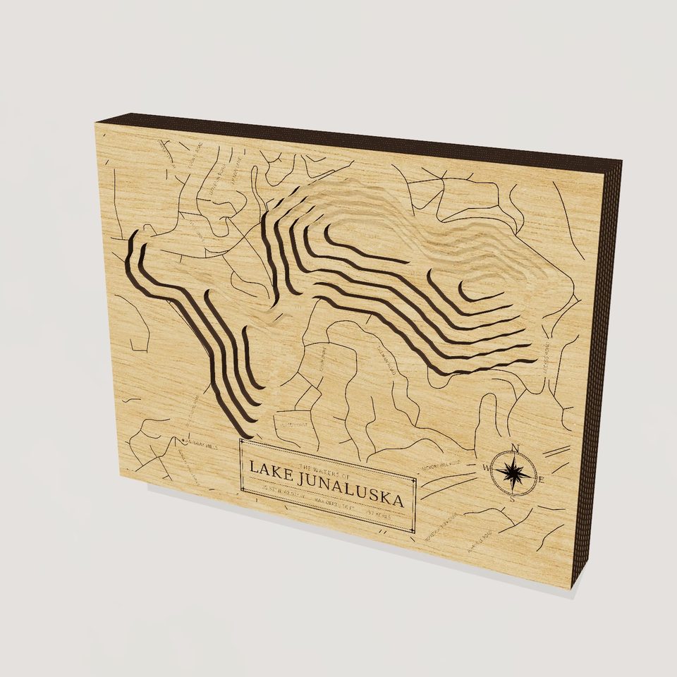 Lake Junaluska 3D wood map, hero view