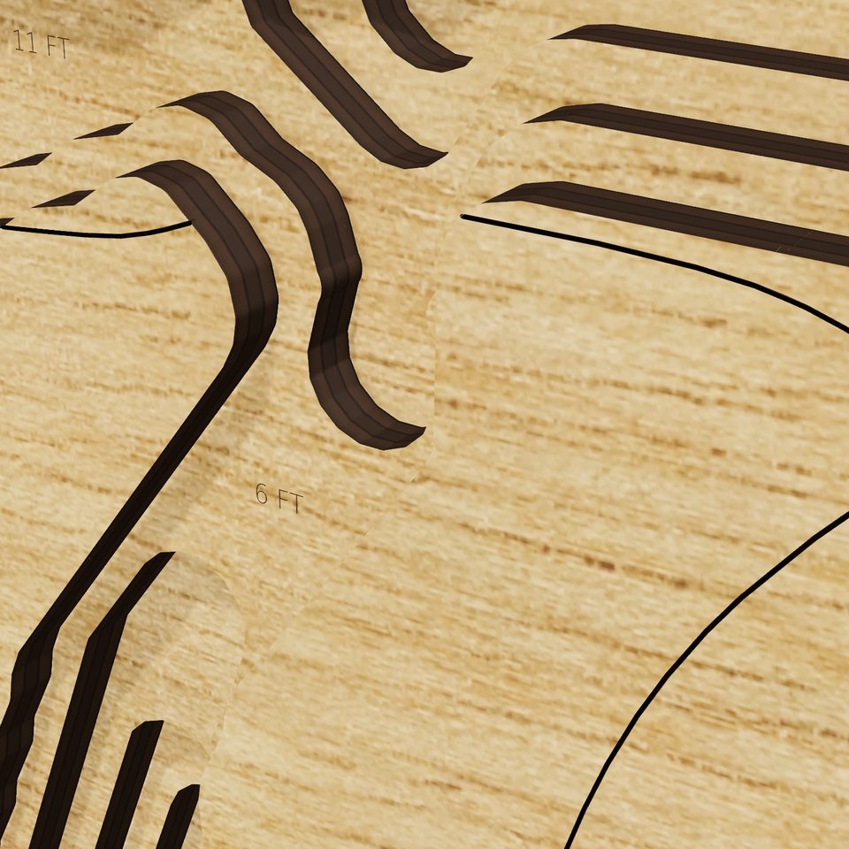 Lake Kanawauke 3D wood map, detail view