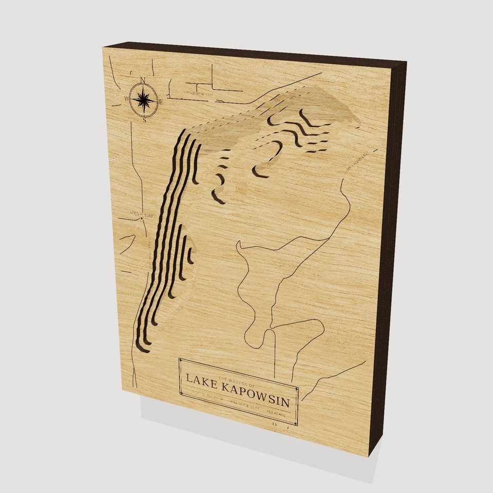 Lake Kapowsin 3D wood map, hero view