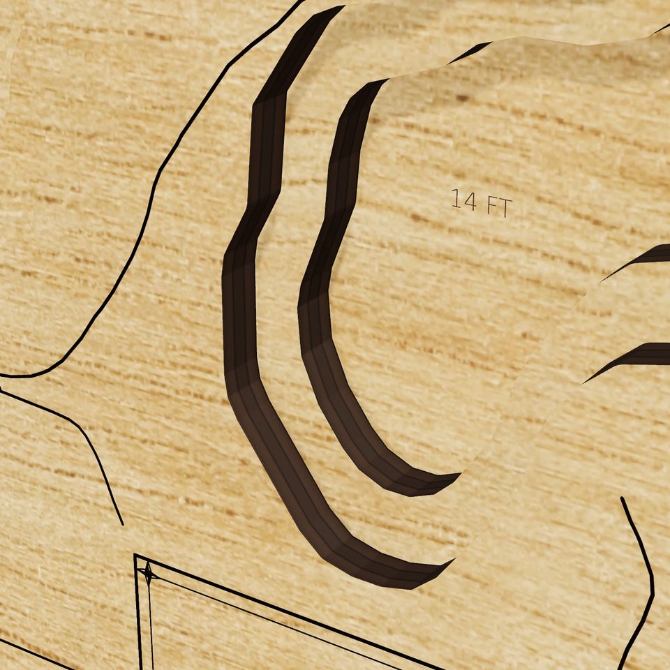 Lake Keesus 3D wood map, detail view