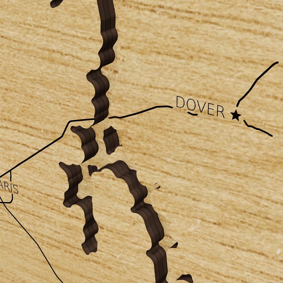 Lake Kentucky 3D wood map, detail view