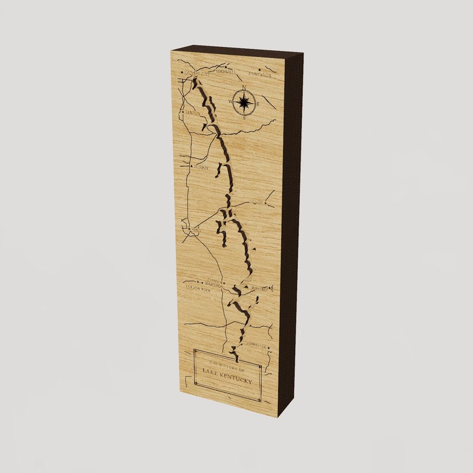Lake Kentucky 3D wood map, hero view