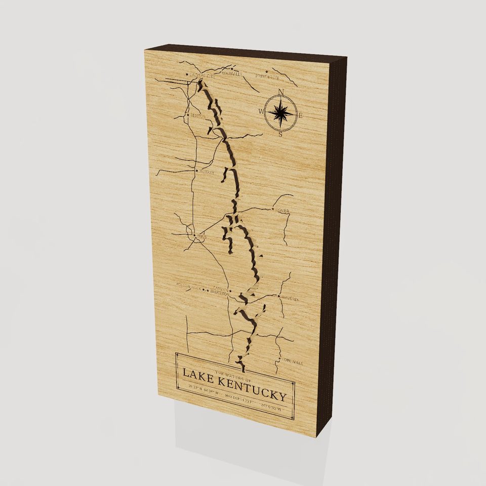 Lake Kentucky 3D wood map, hero view