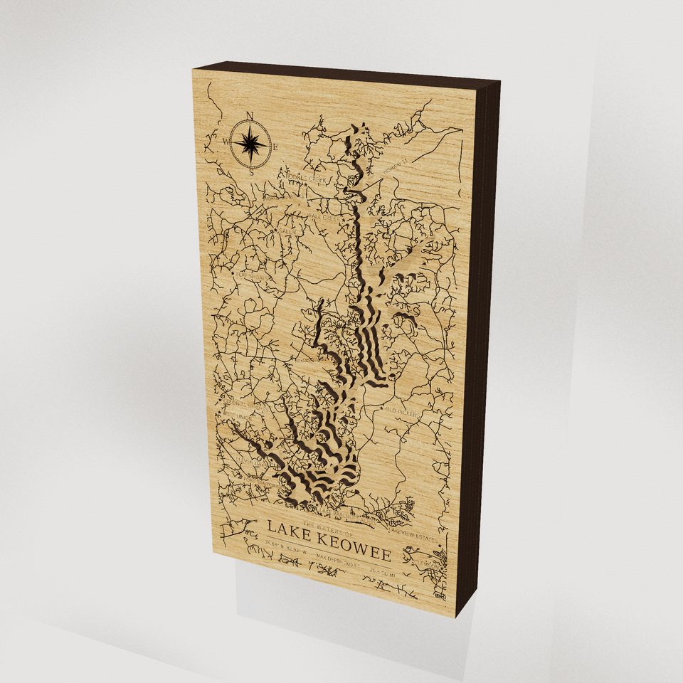 Lake Keowee 3D wood map, hero view